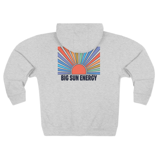 Big Sun Energy Zip Hoodie — Retro Rainbow Sunrise Graphic