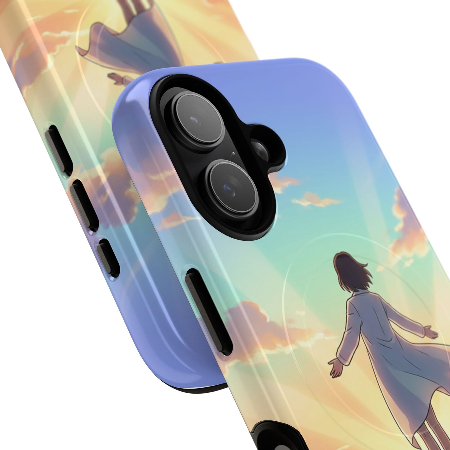 Sunrise Silhouette Magnetic Phone Case — Anime Girl Horizon Art Tough Protective Case