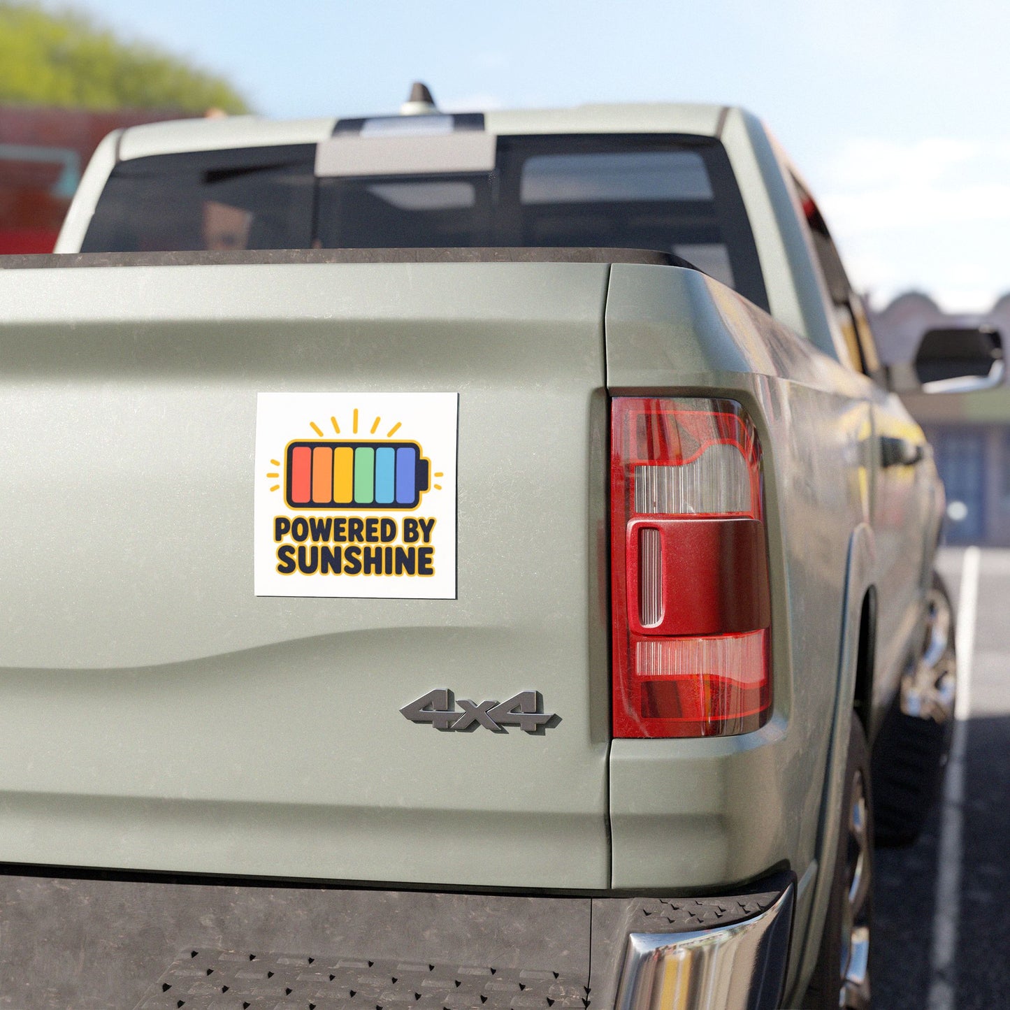 Car Magnet — "Powered By Sunshine" Rainbow Battery Design