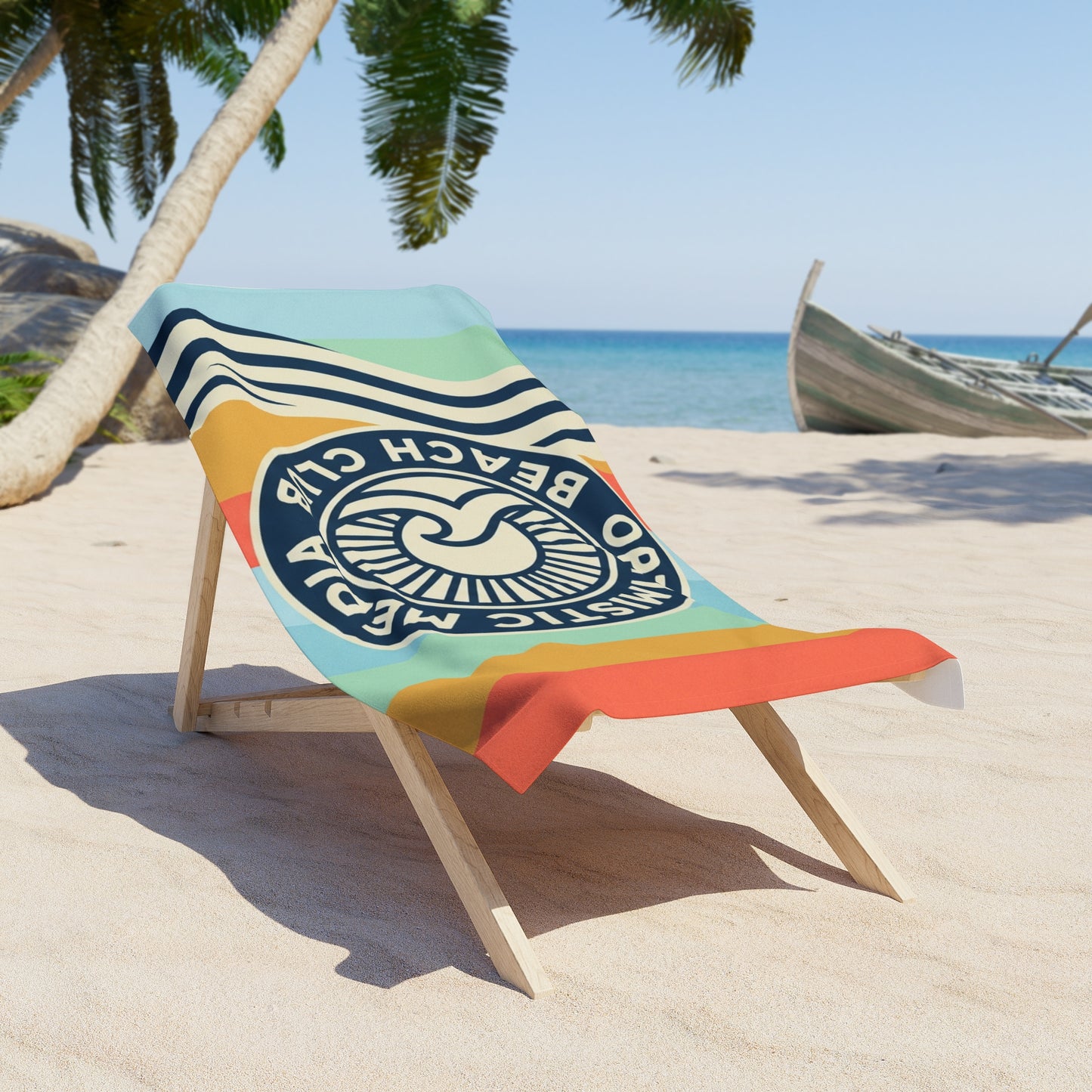 Optimistic Beach Club Retro Stripe Beach Towel