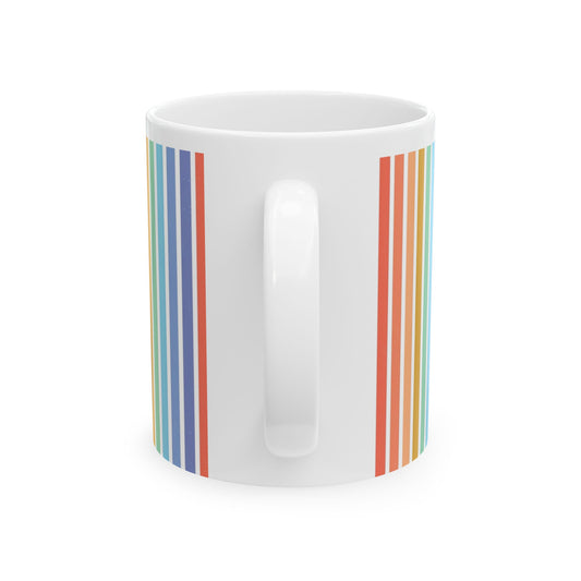 Professional Optimist Ceramic Mug — Retro Sunrise Striped 11oz/15oz
