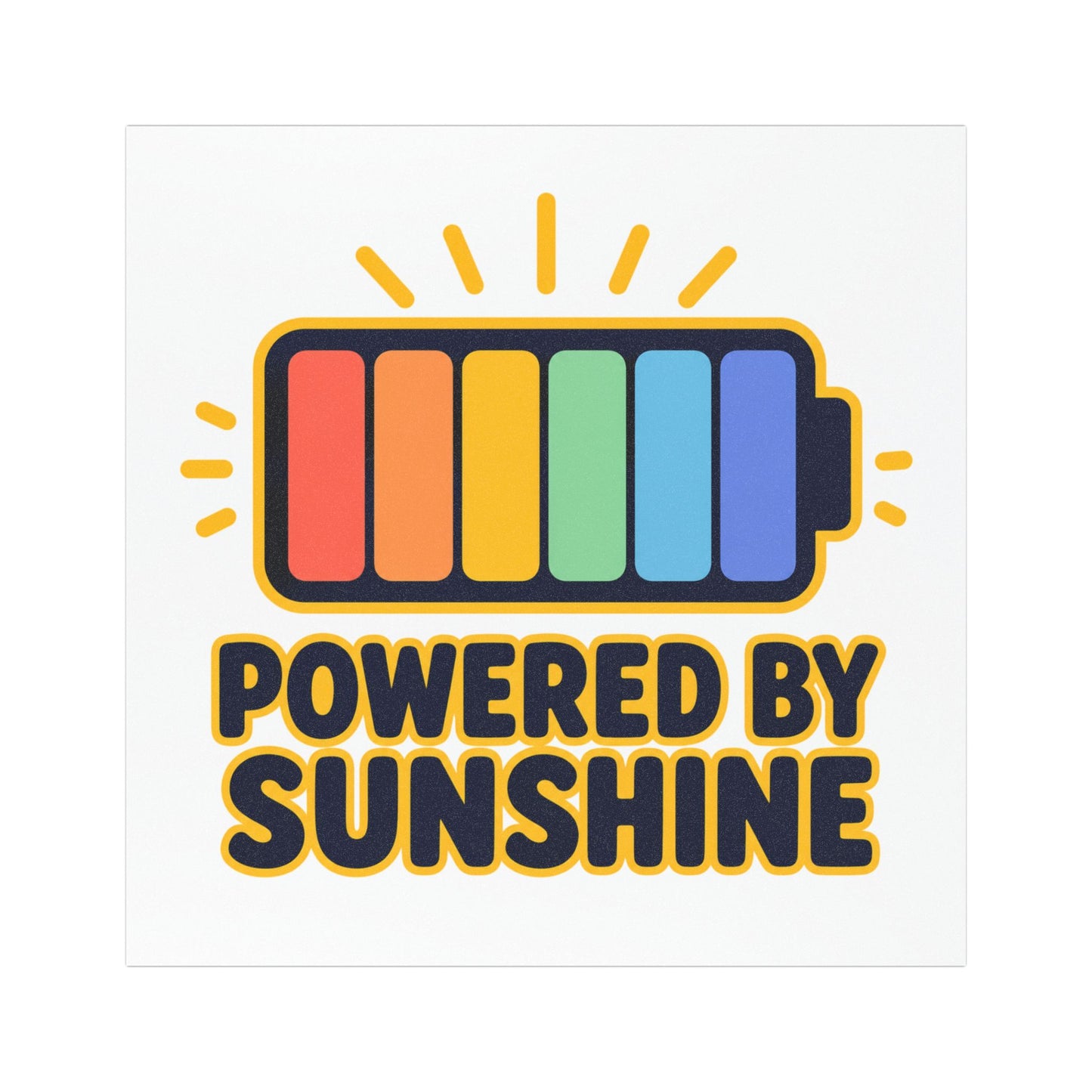 Car Magnet — "Powered By Sunshine" Rainbow Battery Design