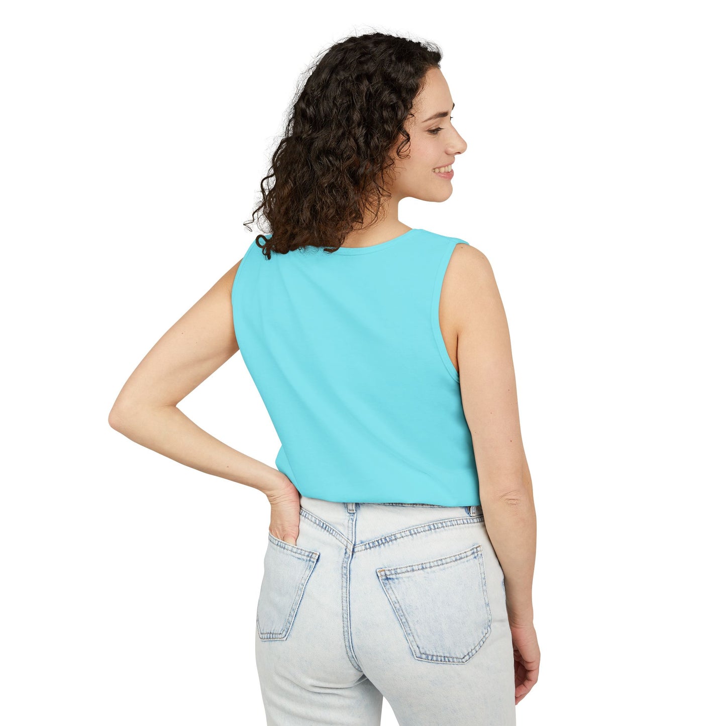 Allergic to Bad Vibes Tank Top — Retro Smiley Rainbow Graphic