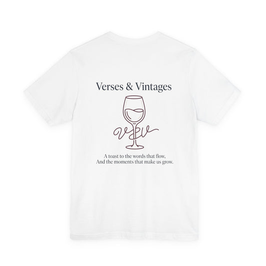Verses & Vintages T-Shirt — 'A Toast to the Words That Flow' Wine & Poetry Graphic Tee