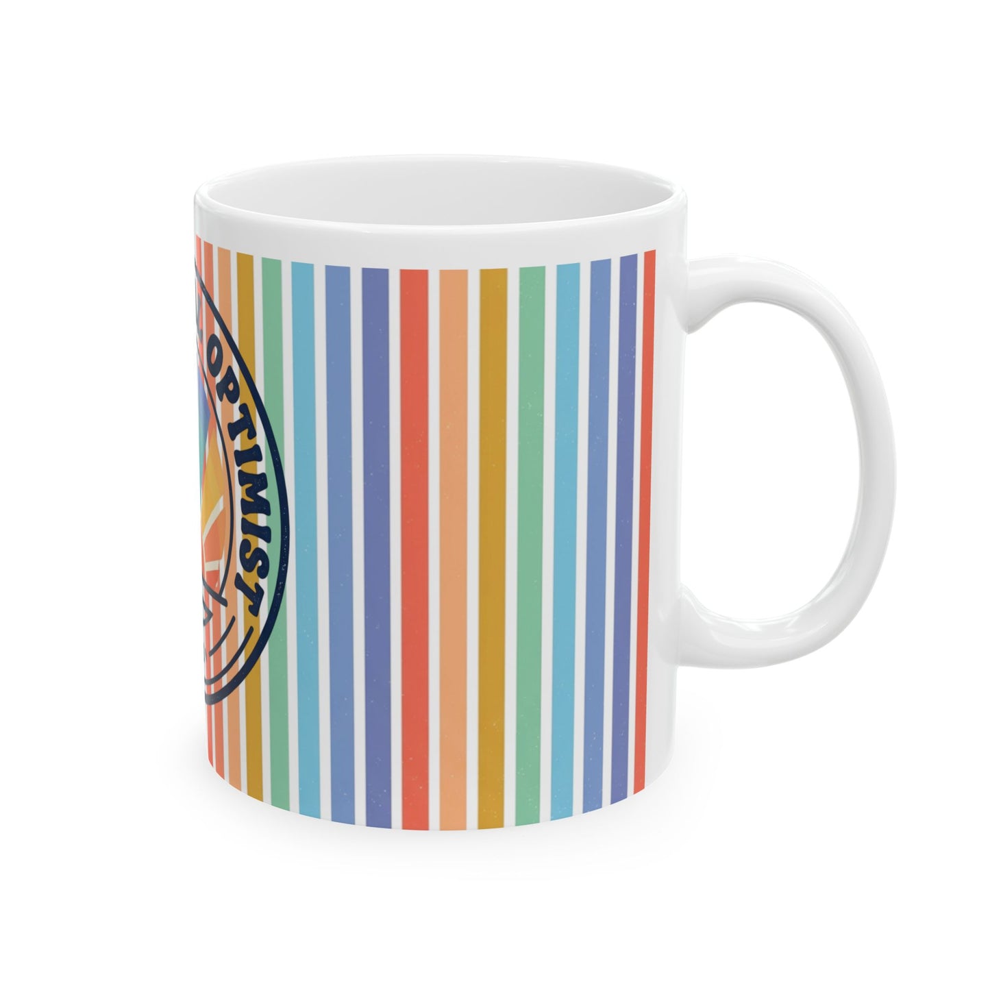 Professional Optimist Ceramic Mug — Retro Sunrise Striped 11oz/15oz