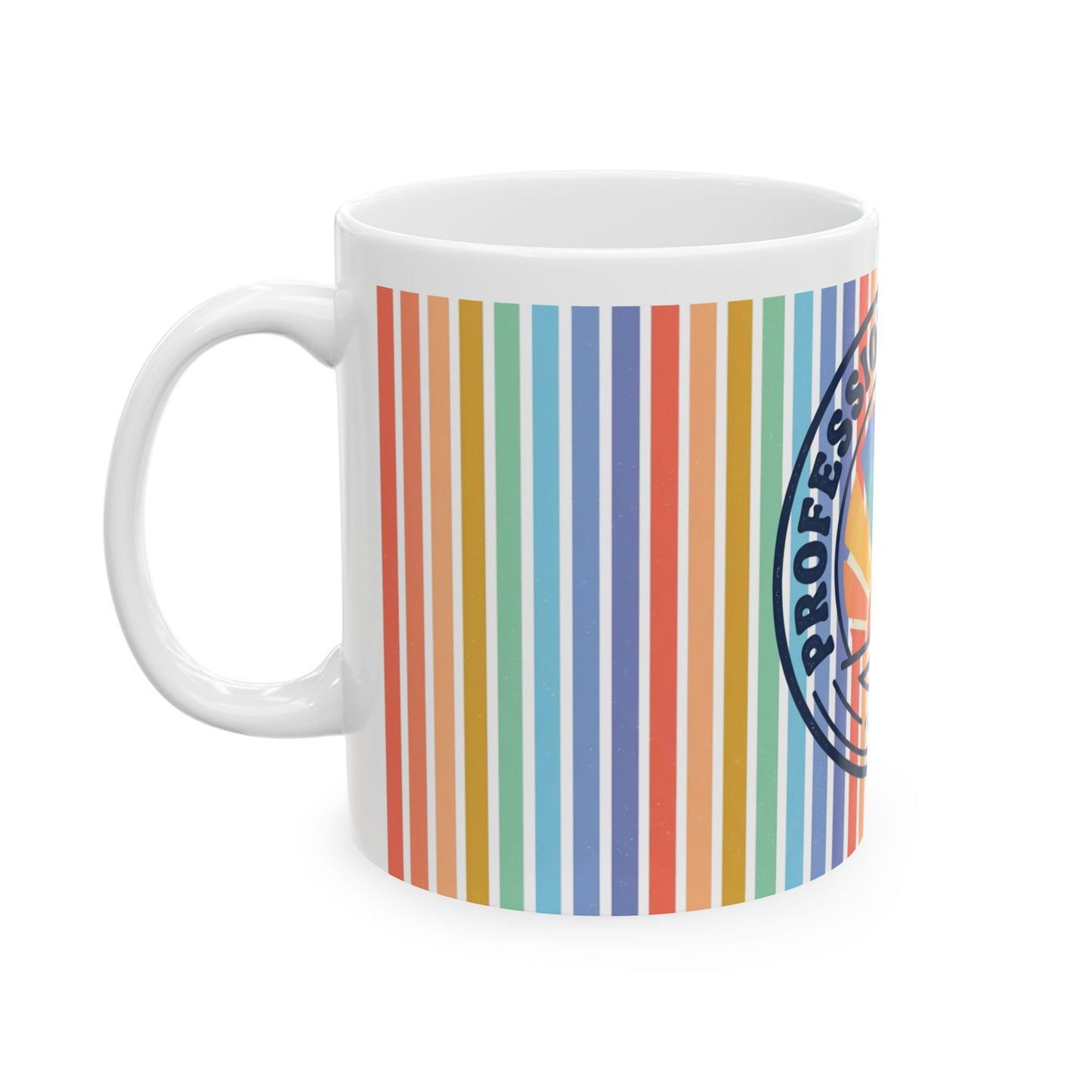 Professional Optimist Ceramic Mug — Retro Sunrise Striped 11oz/15oz